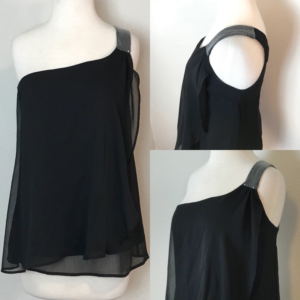 Smartset Sequined One Shoulder Blouse‎ Sz M